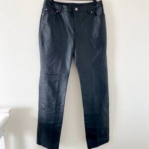 Newport News Black 100% Leather Pants Size 8